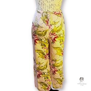 Bermuda Bay Silk/Linen Blend Tropical Capri Pants Size L